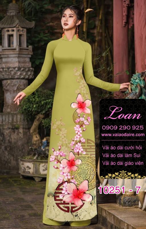 Vải áo dài tết hoa Đào