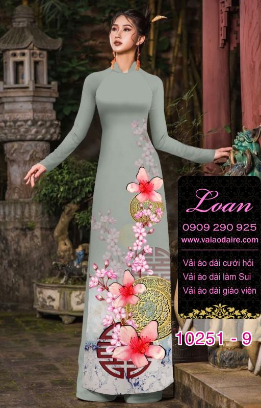 Vải áo dài tết hoa Đào