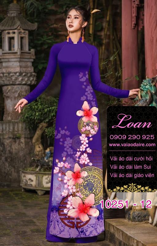 Vải áo dài tết hoa Đào