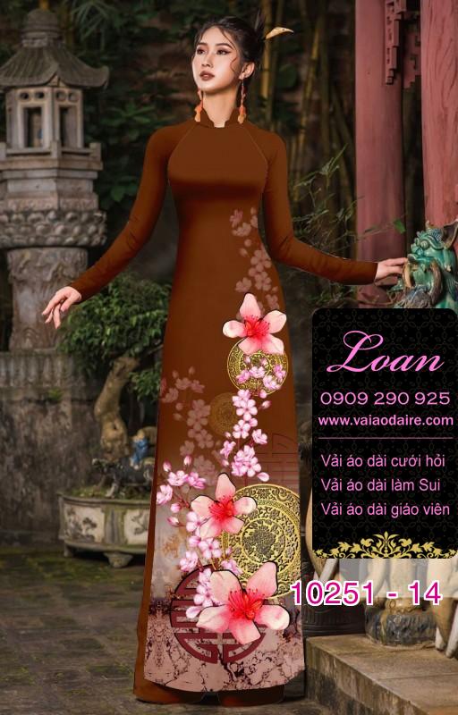 Vải áo dài tết hoa Đào