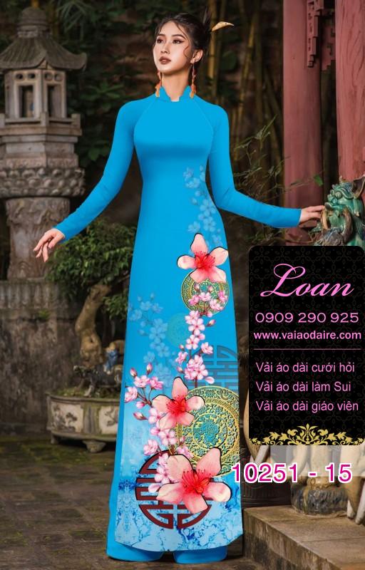Vải áo dài tết hoa Đào