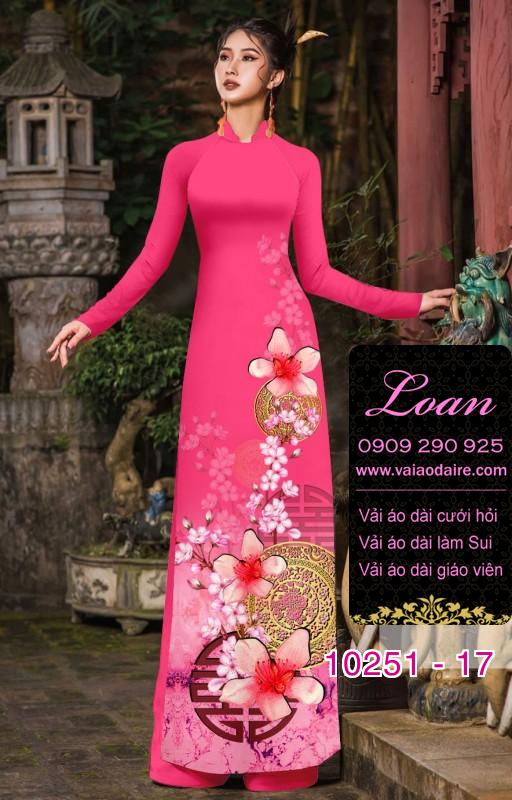 Vải áo dài tết hoa Đào