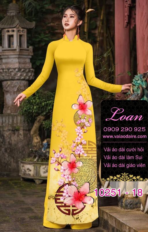 Vải áo dài tết hoa Đào
