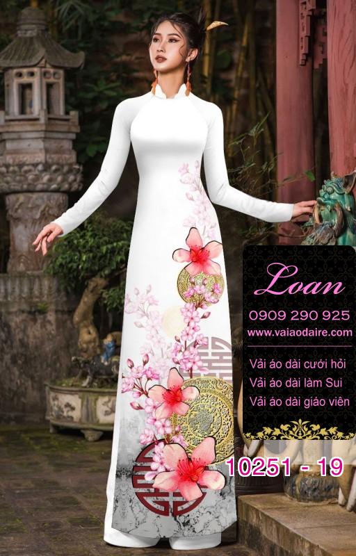 Vải áo dài tết hoa Đào