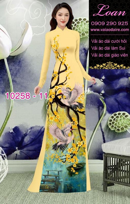 Vải áo dài hoa mai tết