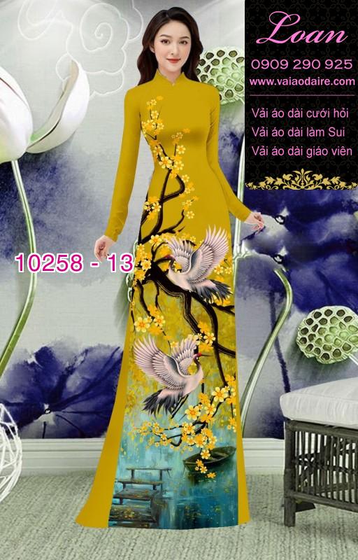 Vải áo dài hoa mai tết