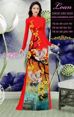 Vải áo dài hoa mai tết-DT 10258