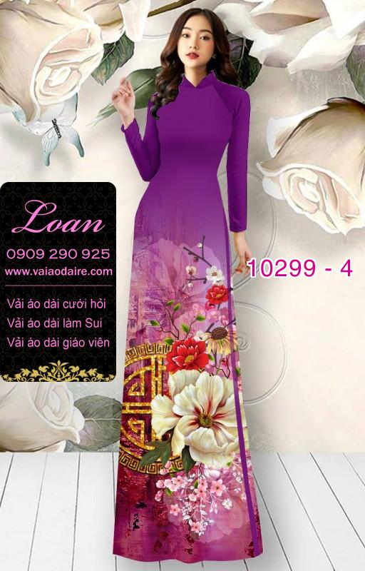 Vải áo dài hoa 3D