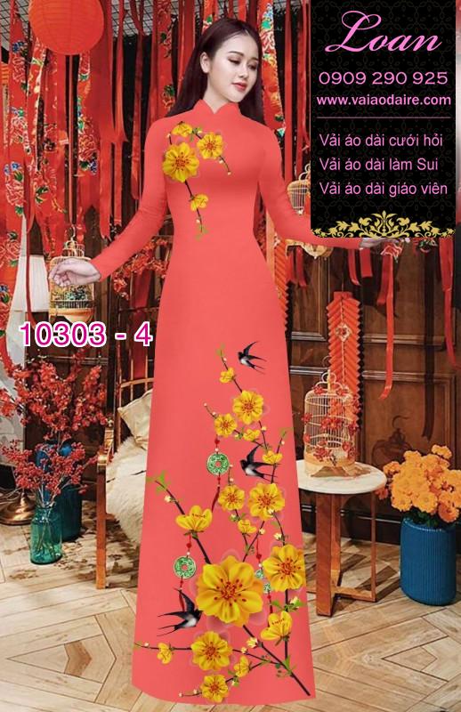 Vải áo dài hoa tết