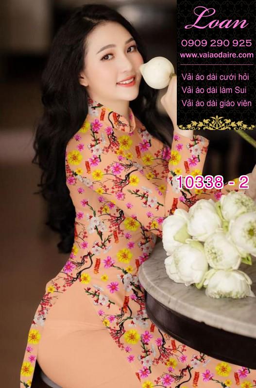 Vải áo dài hoa tết.
