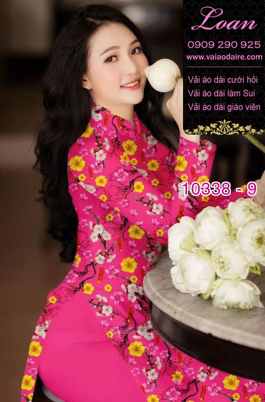 Vải áo dài hoa tết.