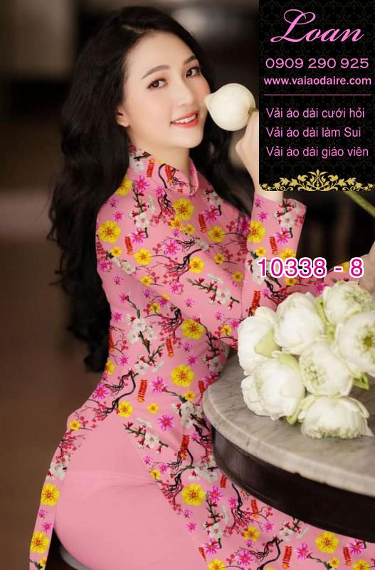 Vải áo dài hoa tết.