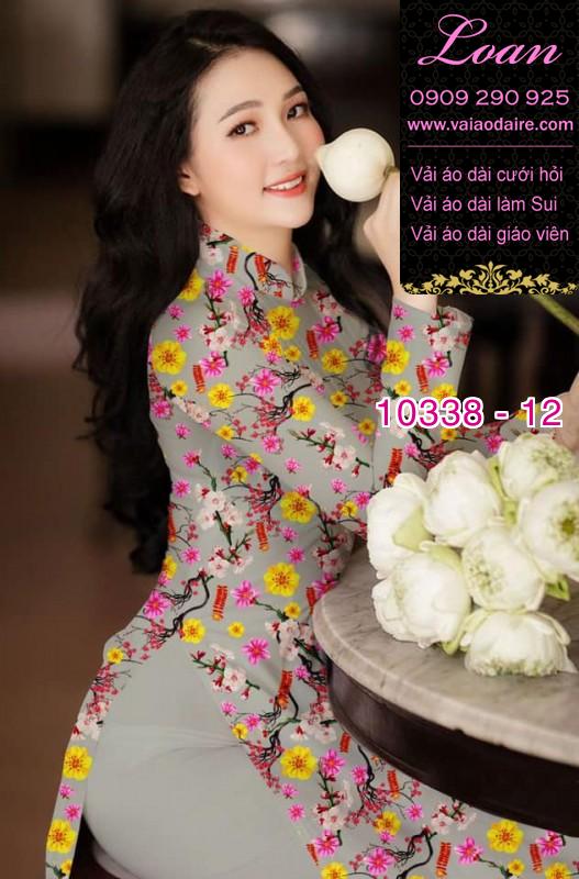 Vải áo dài hoa tết.