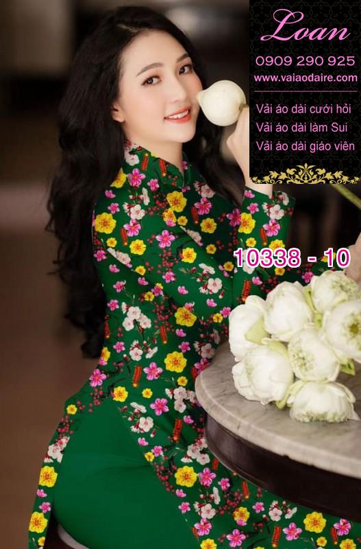 Vải áo dài hoa tết.