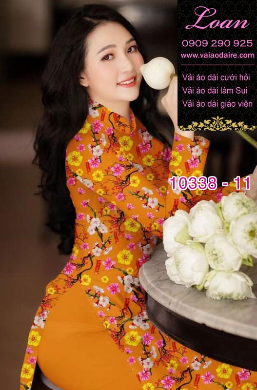Vải áo dài hoa tết.