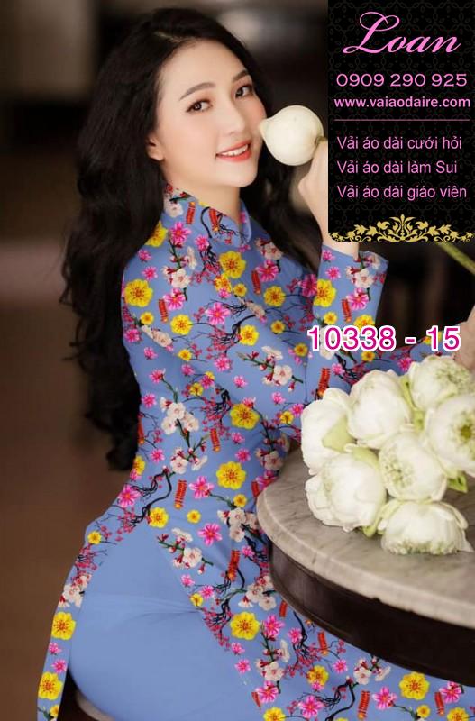 Vải áo dài hoa tết.