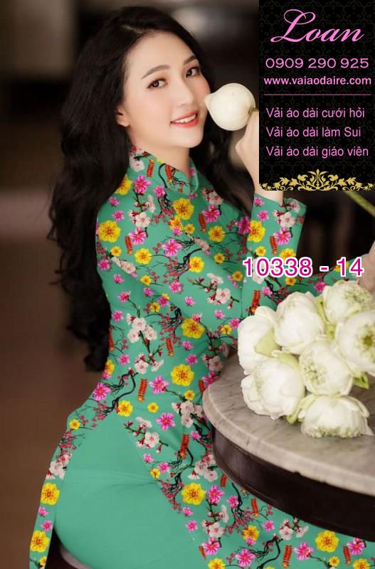 Vải áo dài hoa tết.