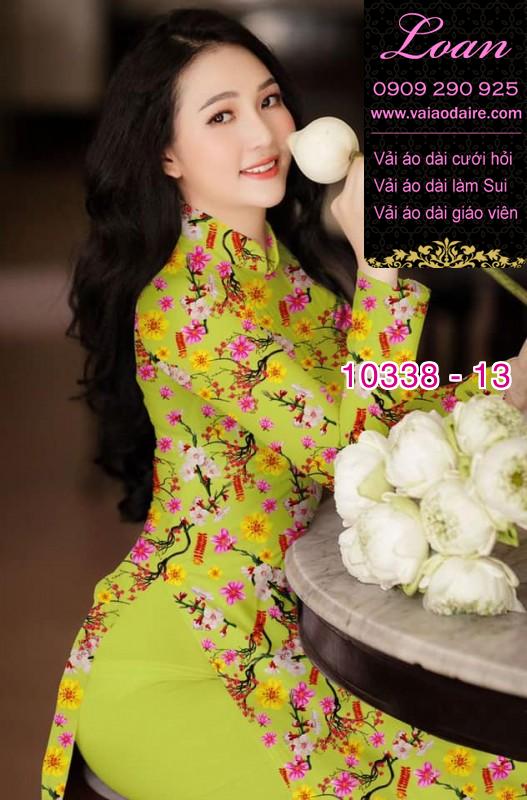 Vải áo dài hoa tết.