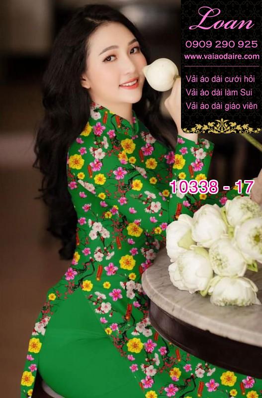 Vải áo dài hoa tết.
