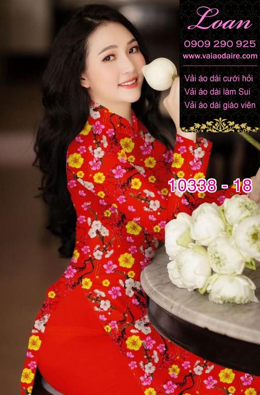 Vải áo dài hoa tết.