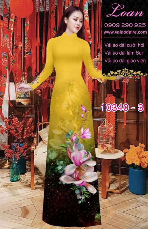 Vải áo dài hoa 3D.