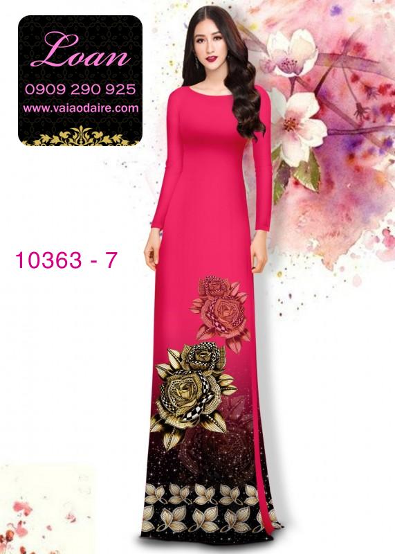 Vải áo dài hoa hồng 3D