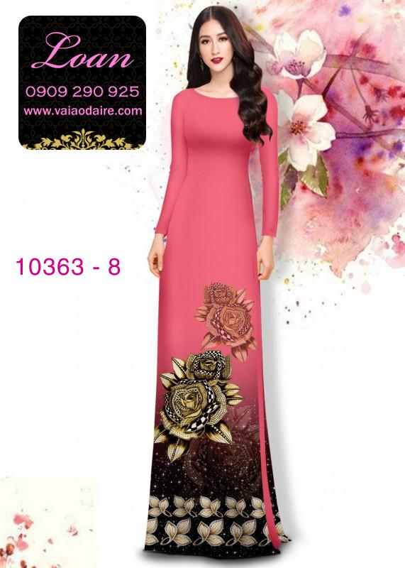 Vải áo dài hoa hồng 3D