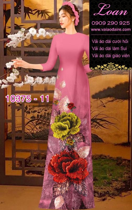 Vải áo dài hoa 3D.