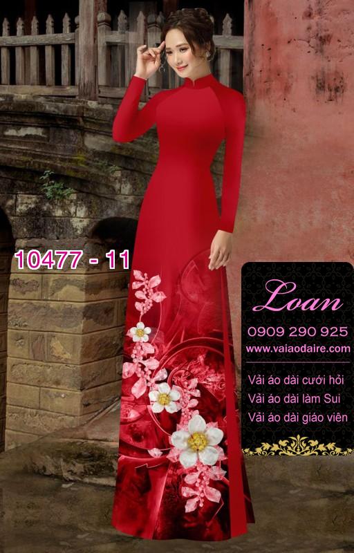 Vải áo dài hoa 3D.
