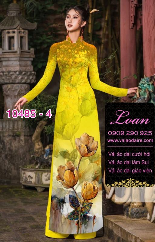 Vải áo dài hoa 3D.