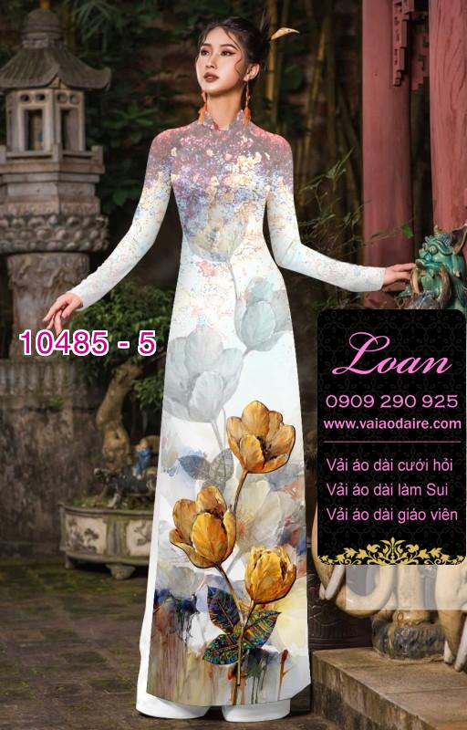 Vải áo dài hoa 3D.