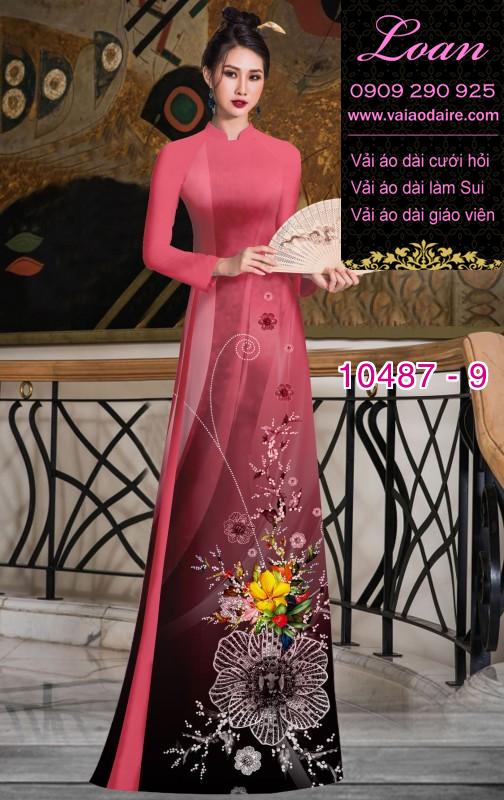 Vải áo dài hoa 3D.