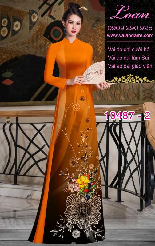 Vải áo dài hoa 3D.