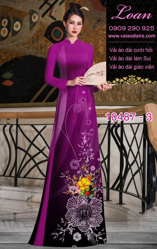 Vải áo dài hoa 3D.