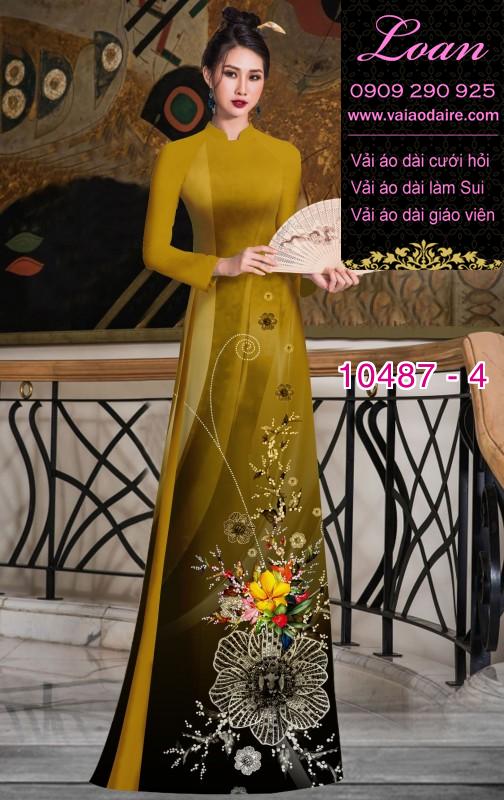 Vải áo dài hoa 3D.