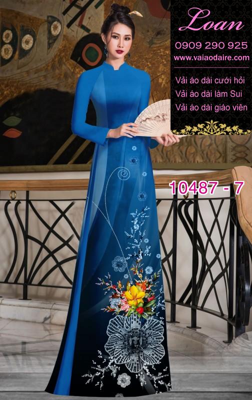 Vải áo dài hoa 3D.