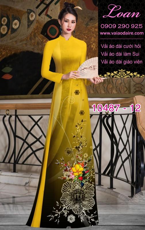 Vải áo dài hoa 3D.