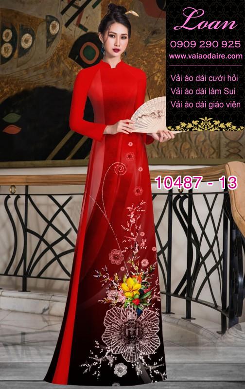 Vải áo dài hoa 3D.