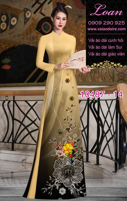 Vải áo dài hoa 3D.
