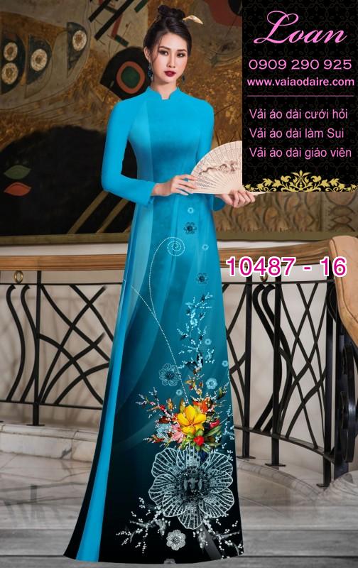 Vải áo dài hoa 3D.