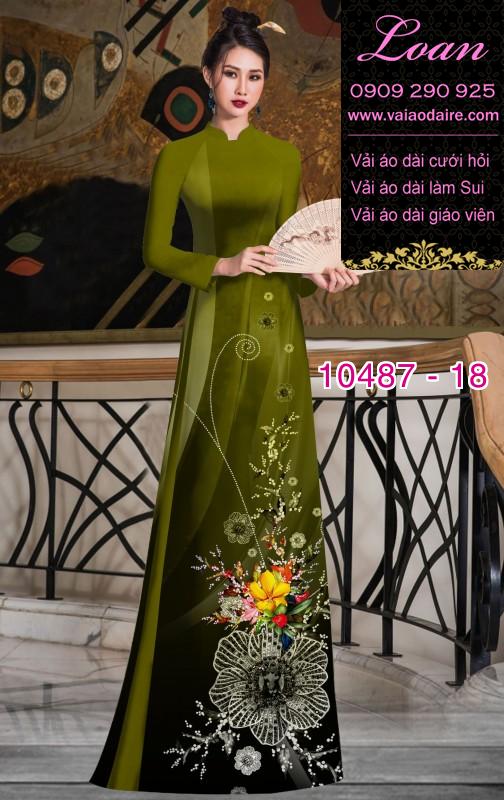 Vải áo dài hoa 3D.