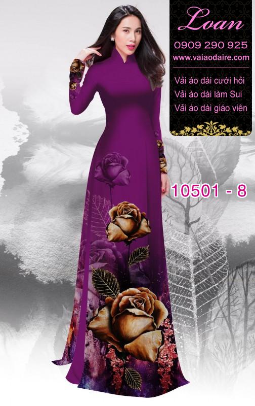 Vải áo dài hoa Hồng 3D