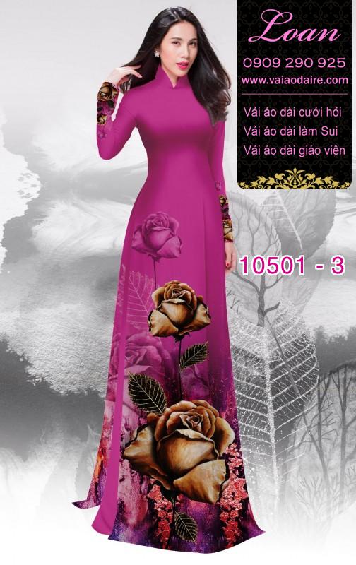 Vải áo dài hoa Hồng 3D