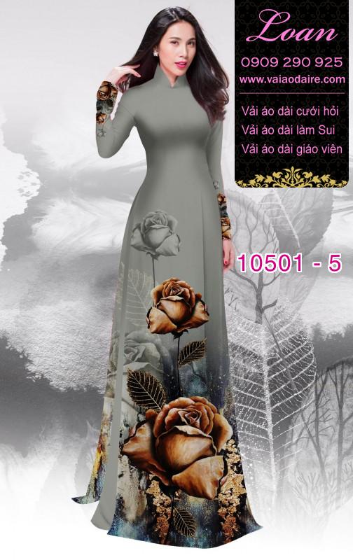 Vải áo dài hoa Hồng 3D