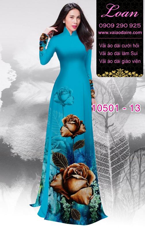 Vải áo dài hoa Hồng 3D