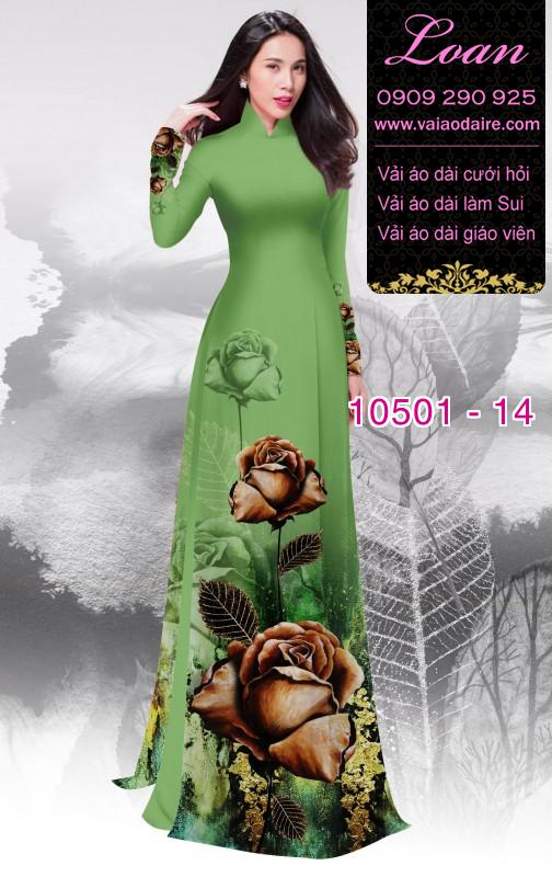 Vải áo dài hoa Hồng 3D