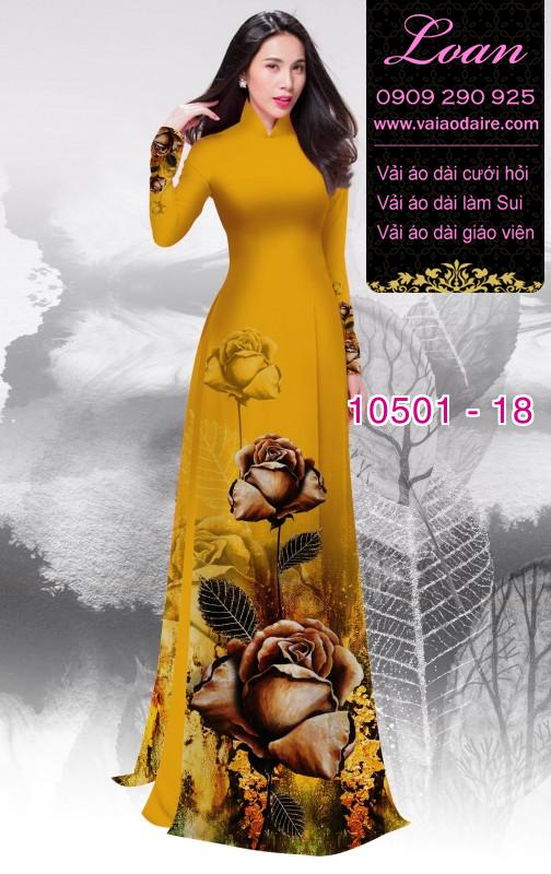 Vải áo dài hoa Hồng 3D