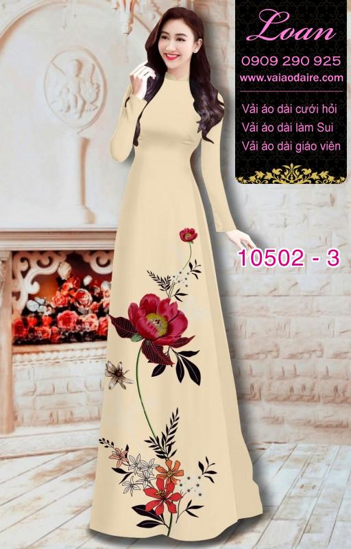 Vải áo dài hoa Hồng 3D