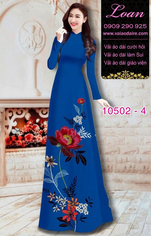 Vải áo dài hoa Hồng 3D