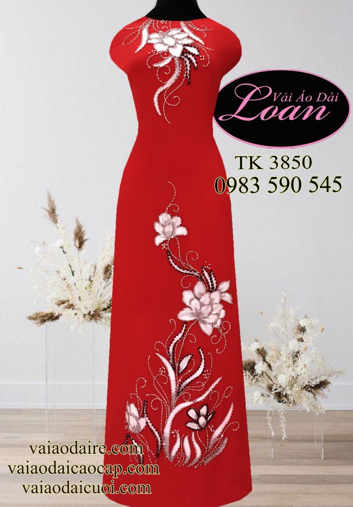 Vải áo dài kết hoa dây